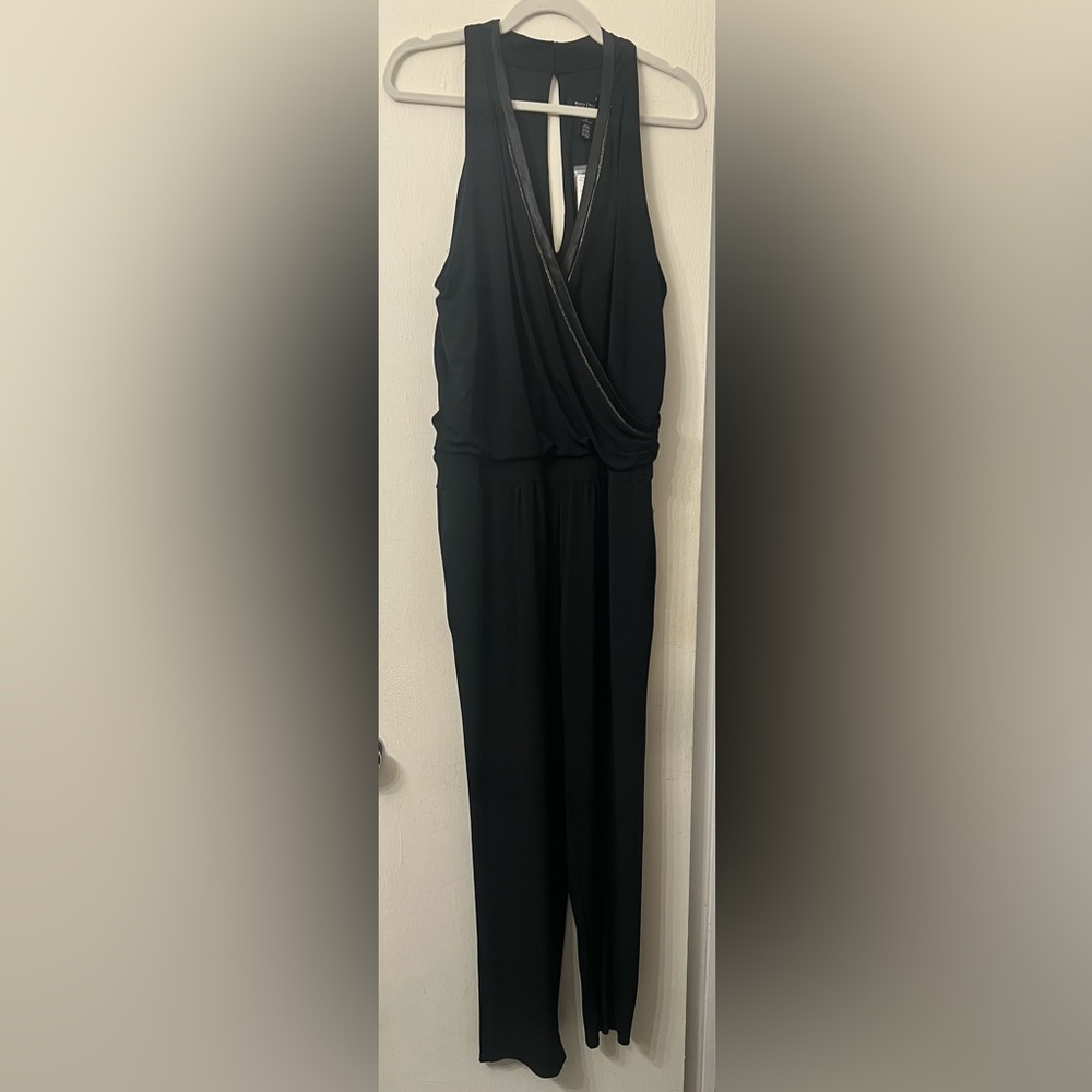 WHBM Elegant Black Surplice Jumpsuit